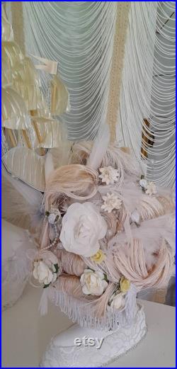 Marie antoinette inspired mannequin head 18th century galleon ship pouf wig roses white handmade prop theatrical costume beautiful dramatic