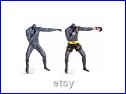 Matte Gray Headless Fiberglass Adult Male Boxing MMA Mannequin with Metal Base BOXING-2