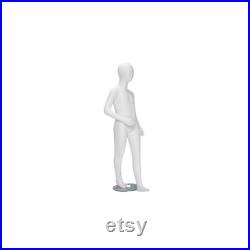 Matte White Fiberglass 10 Year Old Child Kids Egg Head Mannequin with Base CD5W2