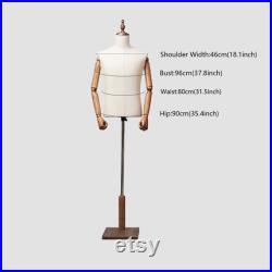 Men Fabric Mannequin Torso,Half Body Dress Form For Clothing Store Display,Maniquin Body Dummy Prop,Adult Male Model with Wooden Base