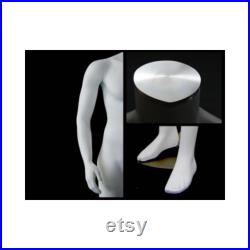 Men's Headless Matte White Finish Full Body Mannequin with Metal Base and Metal Neck Cap ADMW2