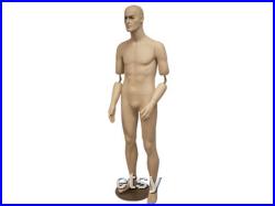 Men's Realistic Short Fleshtone Full Body Mannequin With Movable Elbows Base Included BC8S