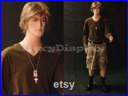Men's Realistic Short Fleshtone Full Body Mannequin With Movable Elbows Base Included BC8S