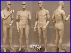 Men's Realistic Short Fleshtone Full Body Mannequin With Movable Elbows Base Included BC8S