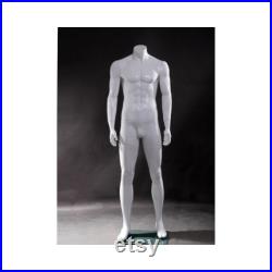 Mens Adult Fiberglass Headless Glossy White Mannequin with Square Glass Base WEN4BW
