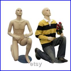 Mens Realistic Fleshtone Proposing for Marriage Mannequin Kneeling Down on One Knee Base Included GM51F