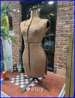 Metal and Burlap Dress Form