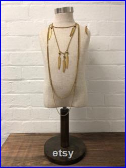 Miniature Mannequin torso with Walnut base Linen fabric