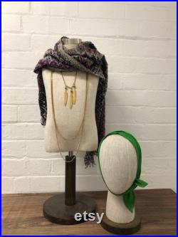 Miniature Mannequin torso with Walnut base Linen fabric
