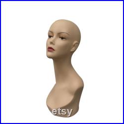 Monogrammed Female Mannequin Head Wig and Jewelry Display