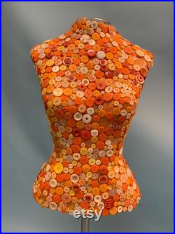 Mosaic Button Female Dress Form on Stand
