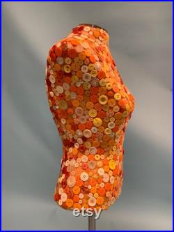 Mosaic Button Female Dress Form on Stand
