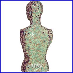 Mosaic Glass Art Mannequin One-of-a-Kind Decorative Display Art Piece, Handmade with Stained Glass