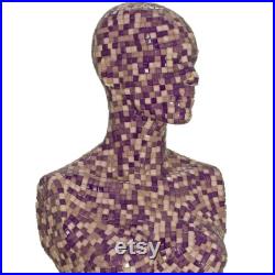 Mosaic Glass Art Mannequin One-of-a-Kind Decorative Display Art Piece, Handmade with Stained Glass