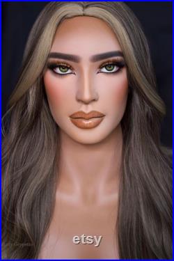 NEW Realistic female mannequin head with glass eyes