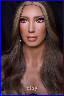 NEW Realistic female mannequin head with glass eyes