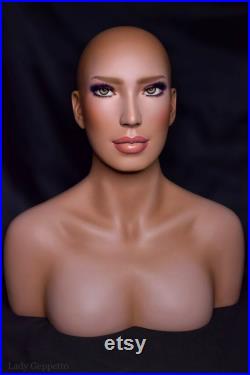 NEW Realistic female mannequin head with glass eyes