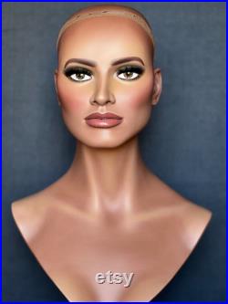 NEW Realistic female mannequin head with painted eyes