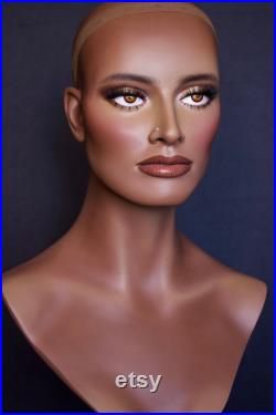 NEW Realistic female mannequin head with painted eyes