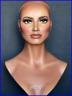 NEW Realistic female mannequin head with painted eyes