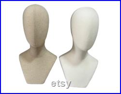 Natural Linen Free Standing Pinnable Sewing Female Mannequin Head with Shoulders Judy