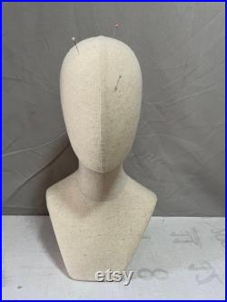 Natural Linen Free Standing Pinnable Sewing Female Mannequin Head with Shoulders Judy