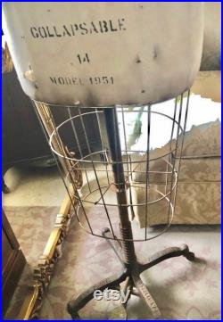 No Shipping Antique True Vintage Wire Cage Dress Form Iron adjustable Stand Local PICKUP only