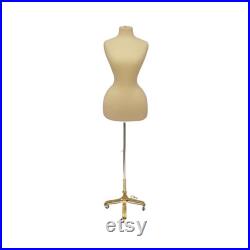 Off White Adult Female Historical Vintage Shaped Dress Form Mannequin Pinnable Torso with Base FH01