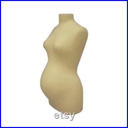 Off White Linen Female Maternity Dress Form Body Form Pinnable Mannequin Torso F8W8