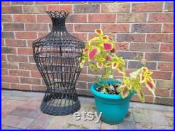 Old Wicker Dress Form Bust. Vintage Black Female Mannequin. Natural Boho Rattan Torso Display Stand.