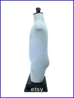 Old child Cléo mannequin on black wooden base Vintage collection Retro decoration 1950s