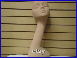 One (1) 20 h 6303XDS Black Durastone tm Swan curved Neck Mannequin Head Irregular for veils-wigs-hats Polly Products-Made in the USA
