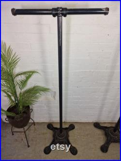 Pair Vintage Industrial Heavy Duty Commercial Shop Clothing Display T Bar Stands