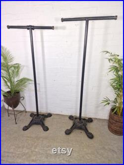 Pair Vintage Industrial Heavy Duty Commercial Shop Clothing Display T Bar Stands