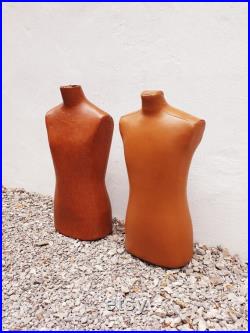Pair of Mid Century Modern Male Display Mannequin Torso Shop Leather Body Displays Leather Mannequins Vintage Mannequin 1970s '70s