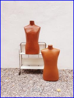 Pair of Mid Century Modern Male Display Mannequin Torso Shop Leather Body Displays Leather Mannequins Vintage Mannequin 1970s '70s