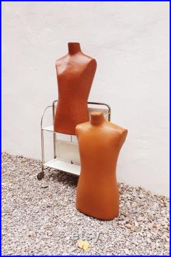 Pair of Mid Century Modern Male Display Mannequin Torso Shop Leather Body Displays Leather Mannequins Vintage Mannequin 1970s '70s