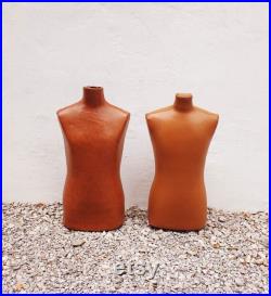 Pair of Mid Century Modern Male Display Mannequin Torso Shop Leather Body Displays Leather Mannequins Vintage Mannequin 1970s '70s