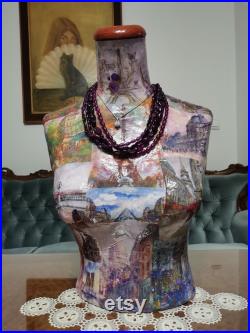 Paris Art Pictures Mannequin -Paper Mache Torso- Vintage Inspired- French Inspired- Jewelry Display- Necklace Holder- Shop Display