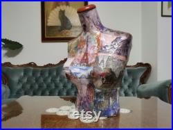 Paris Art Pictures Mannequin -Paper Mache Torso- Vintage Inspired- French Inspired- Jewelry Display- Necklace Holder- Shop Display