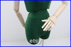 Persian Green Velvet Checks Adjustable Silver Base Flexible Waist Female Mannequin Dress Form Miley