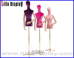 Personalized 99 Colors Velvet Wooden Arms Female Mannequin Dress Form Marissa