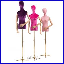 Personalized 99 Colors Velvet Wooden Arms Female Mannequin Dress Form Marissa