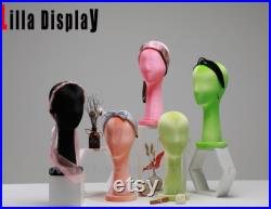 Personalized 99 colors colored velvet abstract face frees standing female mannequin head Julia