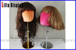 Personalized 99 colors economy adjustable gold base colored velvet female mannequin head Jessy