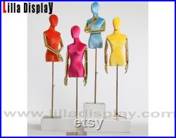 Personalized 99 colors velvet gold square base gold flexible arms female dress form Maria