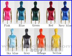 Personalized 99 colors velvet gold square base gold flexible arms female dress form Maria