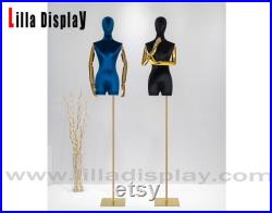 Personalized 99 colors velvet gold square base gold flexible arms female dress form with leg forms Mattina