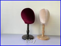Personalized Colors Wooden Base Light Kakhi Color Velvet Female Mannequin Head Jessy