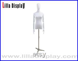 Personalzied fabric adjustable base white articulated arms white silk velvet cotton linen female mannequin dress form Molly
